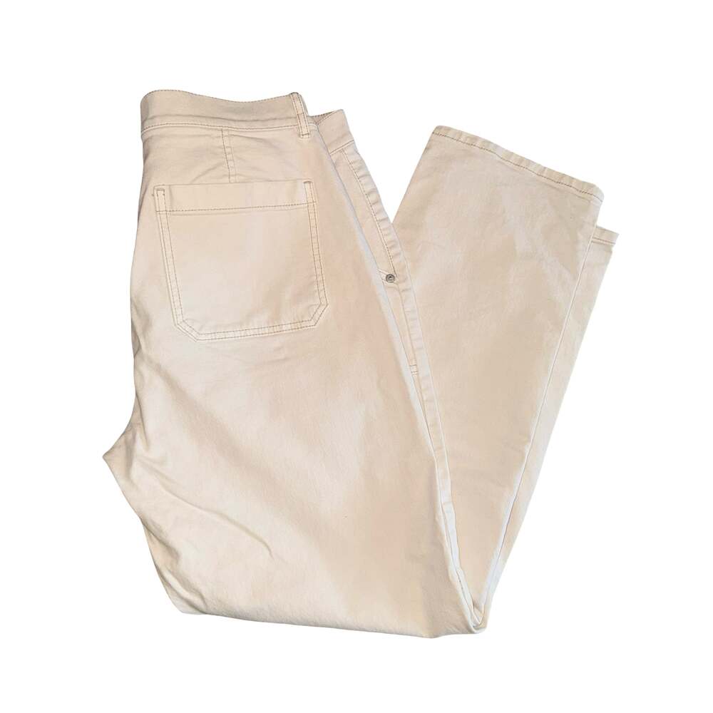 NWOT LOFT The Girlfriend Jeans Size 12/31 Off-White Utility Pants - Picture 4 of 6